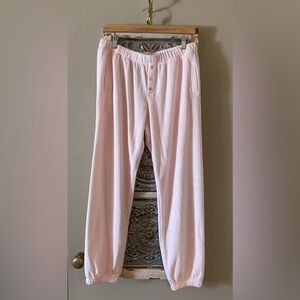 DONNI Sweater Henley Jogger Pant in Peony Pink